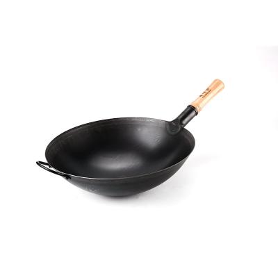 China No Hand Hammered Carbon Steel Wok Wok Liner Hot Selling Industrial Kitchen Cooking Iron Wok Cookware for sale