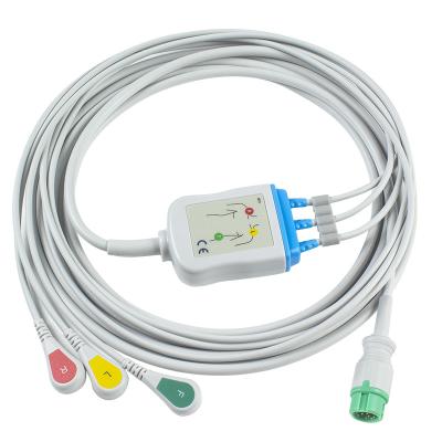 Κίνα Nihon Kohden ECG Cables and Leadwires CB-72353P 11pin OEC-6102A Connector ECG Cable 3 Lead IEC snap προς πώληση