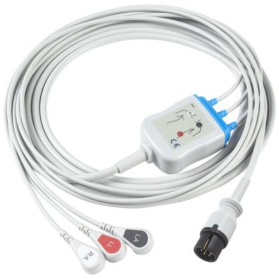 China Edan Compatible Direct-Connect ECG Cable and leadwires  6Pin Universal AAMI 3Lead AHA Snap for sale