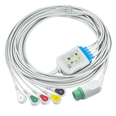 Chine Compatible Siemens Drager 5 plomb Iec Snap Ecg plomb câble / Ecg plomb câble ensemble à vendre