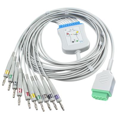 China GE Healtcare Marquette 10 lead EKG Cable for Cath-Lab Dash Eagle Mac Lab PDM Module SOLAR IEC Banana 4.0 for sale