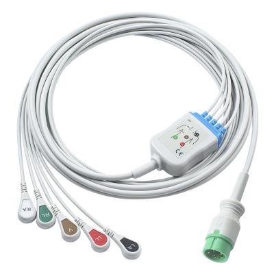 中国 グレー 互換性 IVY 5Lead ECGケーブル AHA スナップ 1m 3.0直径 販売のため