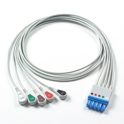 China Cables de conducción ECG compatibles para Datascope/Maquet/Getinge 5 Plomo, Snap AHA en venta