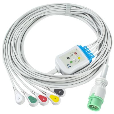 China Cable de ECG compatible 5 pistas para Medetec Monitor cardíaco ECG Inglaterra IEC Snap en venta