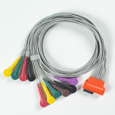 China Compativel Cardioline Touch ECG 10Lead ECG Cable IEC Snap com TPU cinza e laranja à venda