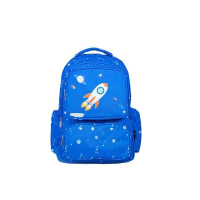 China Waterproof Hot Selling Daily Life Cute Rocket Rainbow Cartoon Pattern Backpack Kids Schoolbag for sale