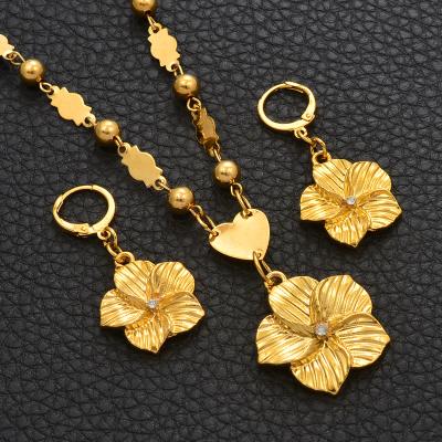 China Girls Dangle Guam Micronesia Marshall Flower Jewelry Set #213806 Trendy Hawaiian Plumeria Pearl Necklaces Earrings Women for sale