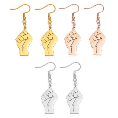 China Ethnic Black Lives Matter Fist Symbol Earrings Stainless Steel BLM African Jewelry #G200421 Rose Gold /Silver Color/Gold Color for sale