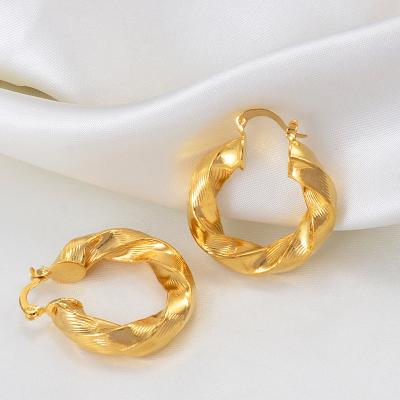 China Ethnic African 3CM Stud Earrings For Women, Gold Color Round Ethiopian Arabic Twisted Earring Jewelry Wedding Party Gift #246006 for sale