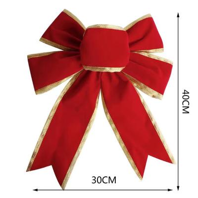 China Large Recyled Factory Outlet Christmas Tree Bow Red Green Striped Plaid Snowflake Canvas Ribbon Red Green for sale