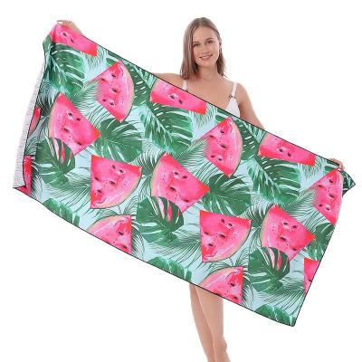 China Large Wholesale Summer Sublimation QUICK DRY Quick Dry With Logo Custom Print Microfiber Beach Towel for sale