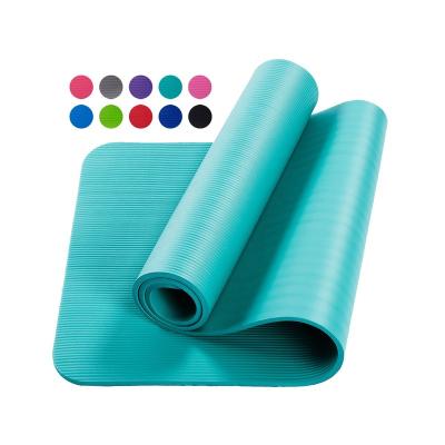 China Custom Eco-Friendly Wholesale Extra Thick High Density Yoga Mat With Carry Strap Logo Printed Non Slip 10mm NBR for sale