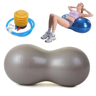 China Durable Custom Logo Inflatable PVC Gym Fitness Exercise Peanut Yoga Peanut Yoga Ball Durable Anti Burst Ball With Pump for sale