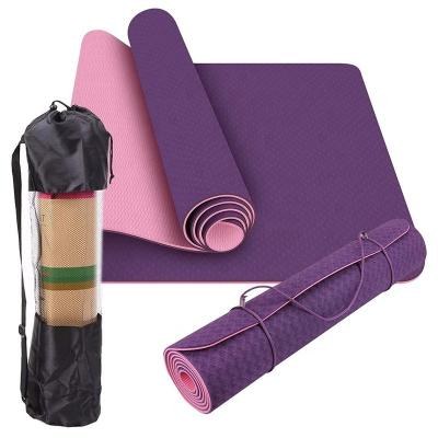 China Double Layer 6mm Eco-Friendly Thick Yoga Mat With Carrying Strap And Mesh Bag Fitness Exercise Band for sale