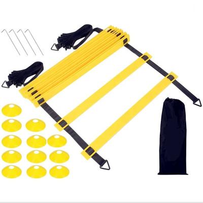 China Amazon Hot Selling Adjustable Speed ​​Agility Training Rungs The 12 20ft Soccer Football Speed ​​Training Agility Ladder With 12 Cones&4 Metal Training Stakes for sale