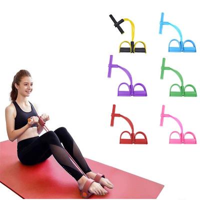 China Hot Selling Durable 4-Tube Sit Up Pull Rope Abdominal Exerciser Foot Pedal Resistance Elastic Band With Handle for sale