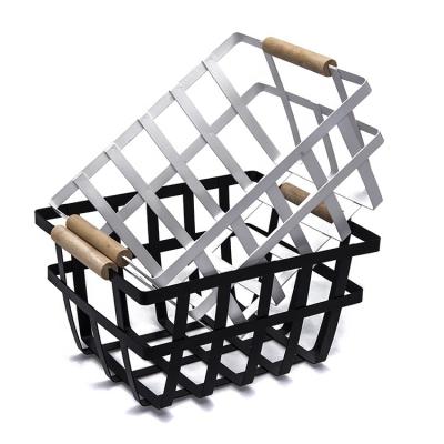 China Wire Handle-Comfortable Minimalist Wooden Metal Storage Basket Handle Wire Locker for sale