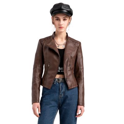 China Autumn Women Clothing Motorcycle Jackets Streetwear Breathable PU Faux Leather Zipper Thin Basic Coat 2022 for sale