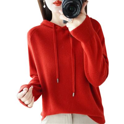 China Anti-Wrinkle Fashion Top High Quality Women's Solid Color Pullover Hoodie Knit Cashmere Hoodie for sale