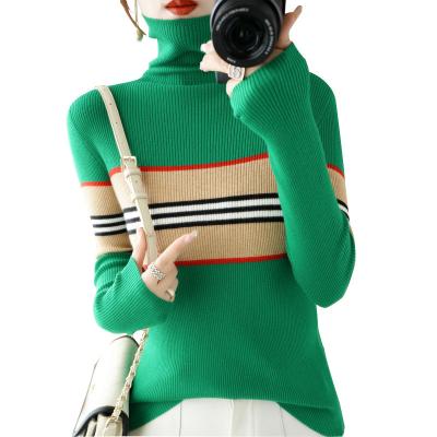 China Anti-Wrinkle Pure Cashmere High Neck Light Color Thick Loose Sweater For Women for sale