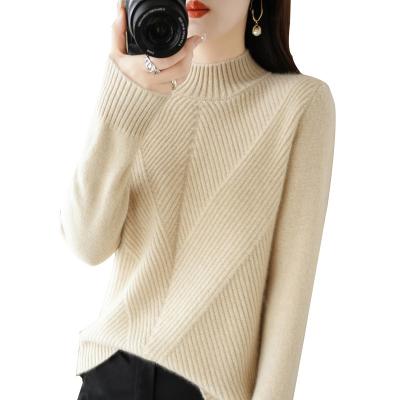 China Anti-wrinkle fashion design half sleeve turtle neck 100% cashmere pullover sweater for women for sale