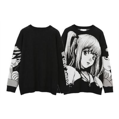 China Custom Anti-Wrinkle Makers Sweater Anime Jacquard Pullover Knitted Long Sleeve Oversized Sweater for sale