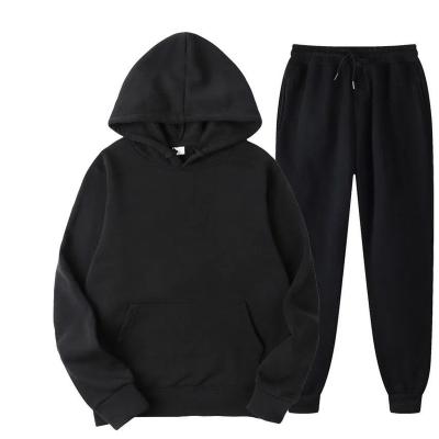 China Custom Anti-Wrinkle Winter Two Piece Hoodie Set For Women Fitness Long Joggers Pants Hoodies And Sweatpants For Women for sale