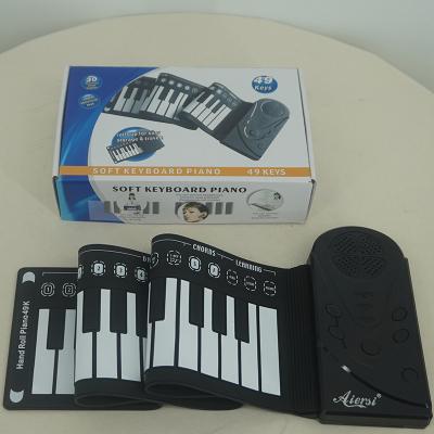 China Aiersi Silicone Rubber Roll Up Flexible Piano 49 Keys Flexible Silicone MIDI Portable Foldable Electronic Keyboard Piano for sale