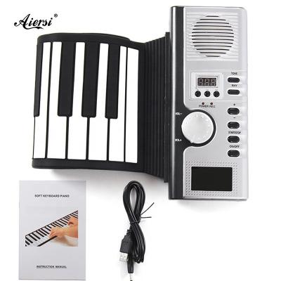 China Silicone Rubber Factory Price Electronic Organ Roll Up Flexible MIDI Brand Piano 61 Keys For Students for sale