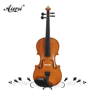 China Best Aiersi Brand Violin Low Price 4/4 Student Violin Carbon Fiber Solid Spruce Tailpiece Color Set Case Rosin Bow Orange Brown for sale