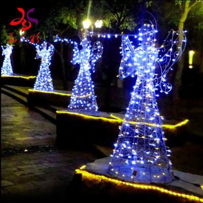 China Commercial Use 3d Angel Motif Sculpture Light Christmas Outdoor Led Decorative Lighting for sale