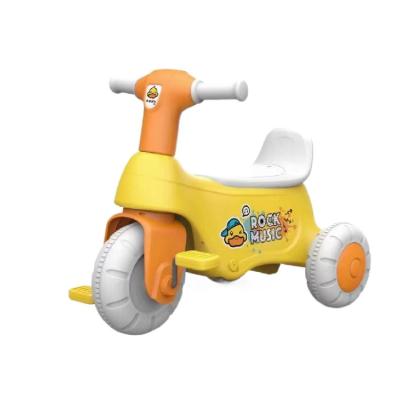 China 1-3 Years New Small Yellow Duck Children's Tricycle Two-in-One Charging Electric Pedal Tricycle for sale