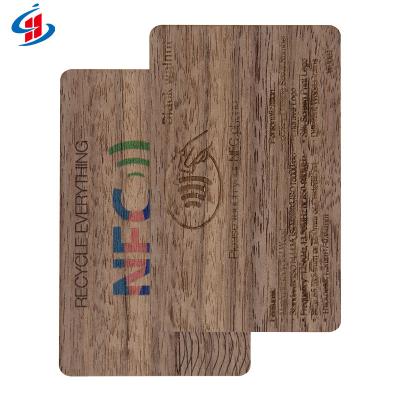 China Black Walnut TK4100 Custom Inkjet Printable Programmable Programmable 13.56 MHz RFID Wooden Card Waterproof/Waterproof for sale