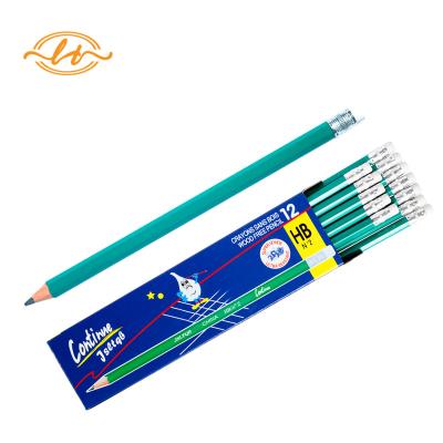 China office & Hotsell Customized Logo Printed Promotional Standard Cheapest School Pencil HB Lead Hardness Plastic Pencil In Color Box for sale