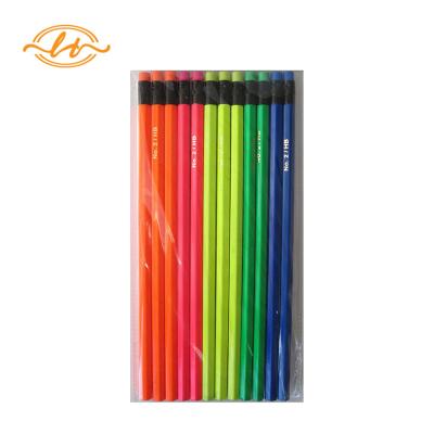 China office & School Pencil Maker Graphite HB Natural Color Neon Pencil Woodless Pencil With Eraser for sale