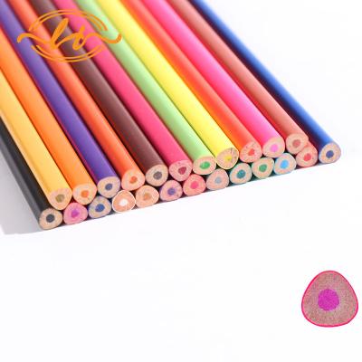 China office & 7 Inch Plastic Colored Triangular Pencil 24 Colors School Pencil Shaped for sale