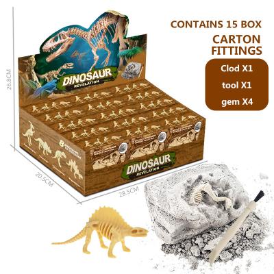 China The factory sales product development hands-on ability of 15PCS dinosaur gypsum treasure hunting Archaeological toy Ten Dinosaur Color Boxes for sale