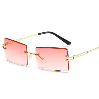 China Custom Rimless Square Sunglasses READSUN Square Uv400 Rimless Frame Newest Fashion Glass Metal Small Shades Trendy Design Women Lace Sun Glasses for sale