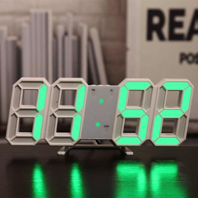 Cina FILE 3d led table clock digital wall alarm clock with temperature humidity calendar in vendita