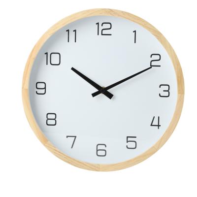 China Simply Design Pine Wood Wall Crafts Luxury Bamboo BRIEF Clock for sale