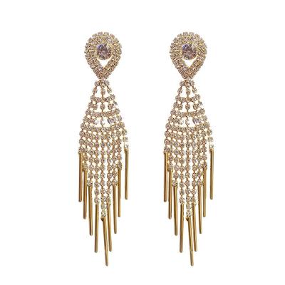 China 2022 New Style Fashion Alloy Trendy Gold Earring Silver Giant Diamond Irregular Long Circle Earrings For Women Girls for sale