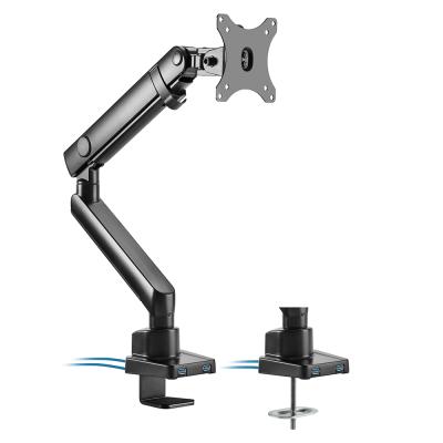 중국 Single Monitor Aluminum Slim Mechanical Spring Monitor Arm with USB Ports 17