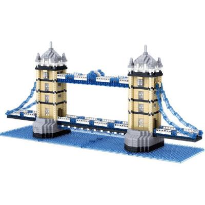 China Construction Toy Hot Sale Mini Building Blocks Toys 3D Diamond Bricks UK London Bridge World Famous Architecture Tower Bridge Model for sale