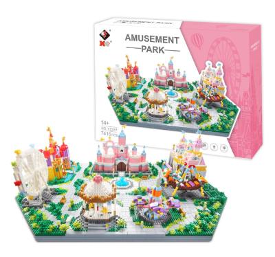 China Construction Toy New Arrival 7416pcs+ Castle Pirate Ship Ferris Wheel Carousel 3IN1 Mini Bricks Amusement Park Diamond Building Block Toys for sale