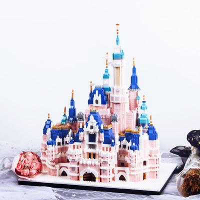 China Construction Toy Good Quality Children Gift Architecture DIY 3D Model Diamond Bricks Toys Princess Pink Castle Mini Building Blocks Dropshipping for sale