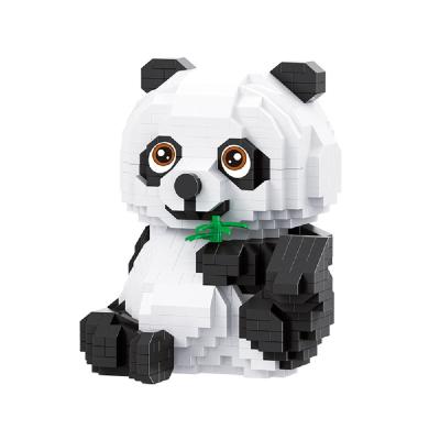 China Construction Toy New Arrivals Collection 3D Model Animal Panda Micro Building Block Lazy Sitting Bamboo Panda Mini Brick Figures Toy For Kids for sale