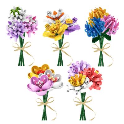 China Construction Toy New Arrivals Compatible Assembled Mini Bricks Toys DIY Plant Home Store Decor Sembo MOC Bouquet Flowers Micro Building Blocks for sale