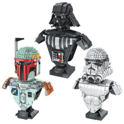 China Construction Toy Hot Sale Plastic Star Mandalorianed Micro Building Blocks Darth Vader Busts Brick Mini Figures Toys For Christmas Dropshipping for sale