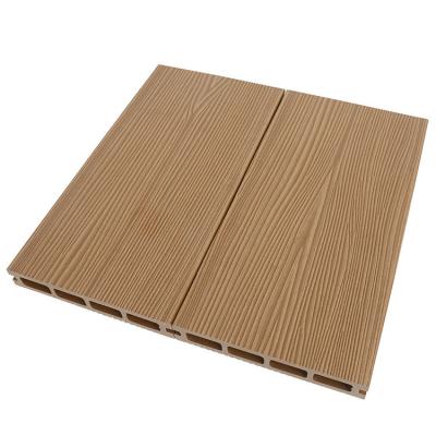 China Modern High Aesthetic Wpc Decking Board Abrasion Resistant Plastic Floor Boards Fireproof Non-polluting Hollow Composite Decking Board for sale