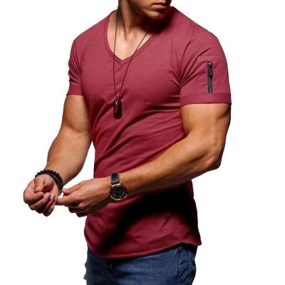 China 2022 Hot New Fashion Men's Shirts V-neck Solid Color Formal Men's T-shirt Plus Size Men's Shirt for sale